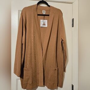 Anne Klein Women's Brown Sweater Open Cardigan with Pockets, Size 3X